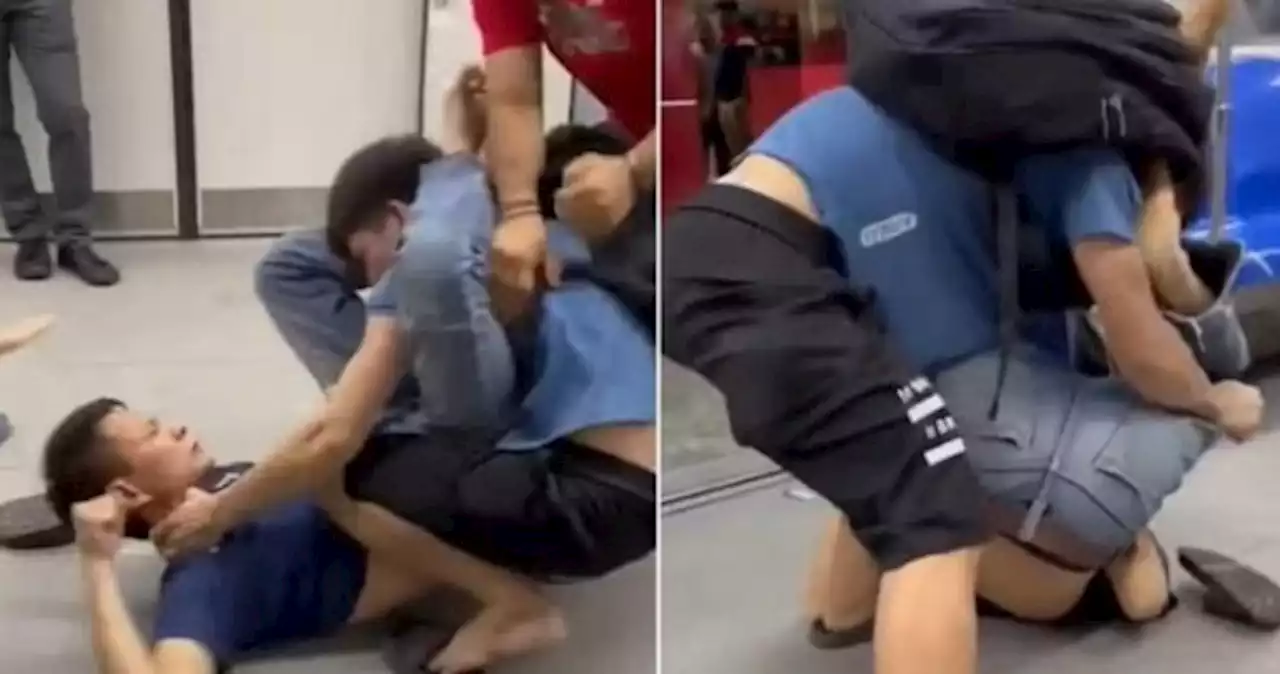 Fight train: 2 men arrested after fighting on the MRT