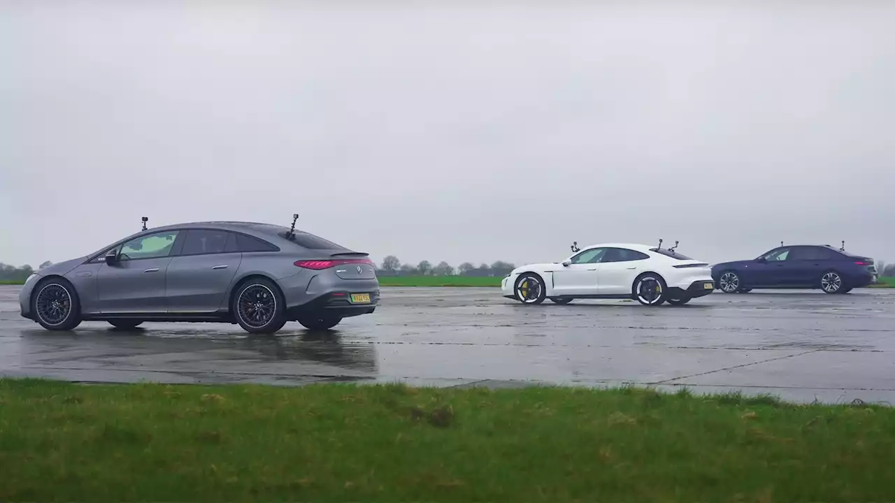 Porsche Taycan Turbo S Takes On BMW i7 50 And Mercedes-AMG EQS 53 In Electric Drag Race | Carscoops