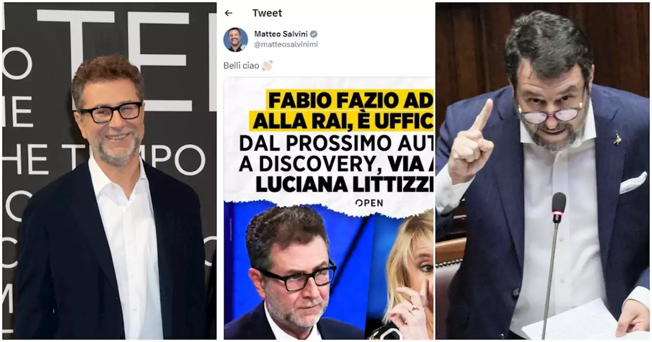 Salvini esulta per l'addio di Fazio alla Rai: 'Belli ciao'. Polemica dall'opposizione: 'Un ministro non può parlare così' - Il Fatto Quotidiano