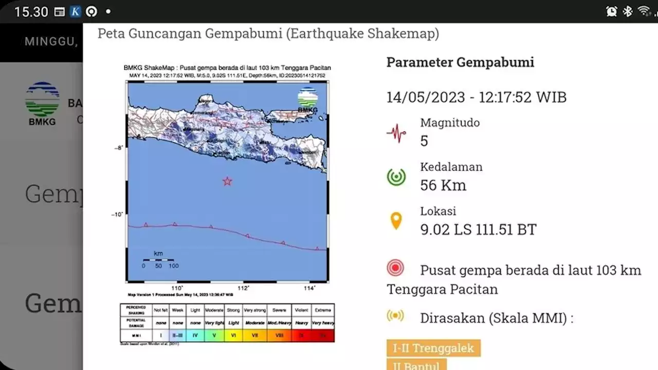 Gempa Magnitudo 5 di Tenggara Pacitan, Belum Ada Laporan Kerusakan