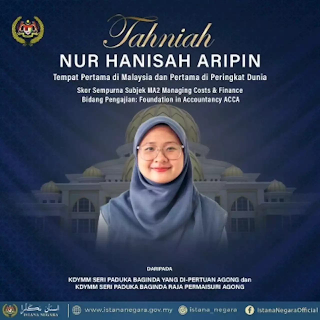 King, Queen congratulate Nur Hanisah for perfect score in accounting paper