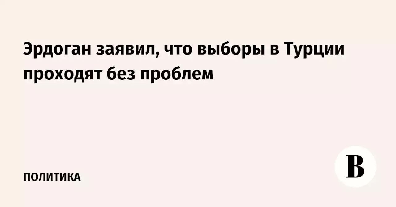 Эрдоган заявил, что выборы в Турции проходят без проблем