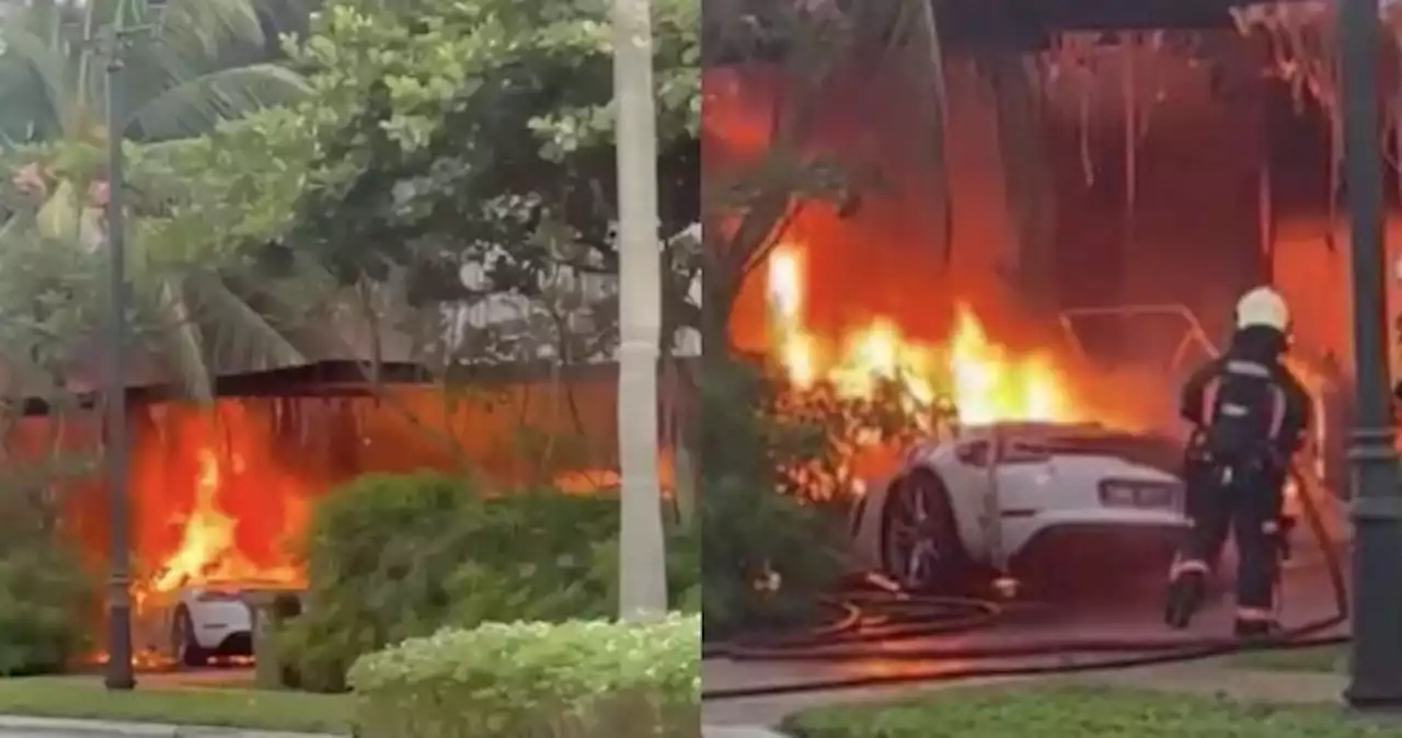 Sentosa Cove buggy reportedly catches fire and takes Porsche with it