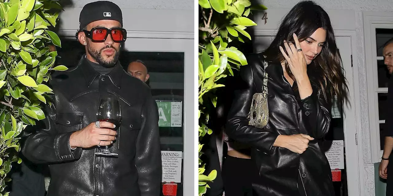 Kendall Jenner and Bad Bunny Match in All-Black Leather Looks for a Romantic Dinner Date