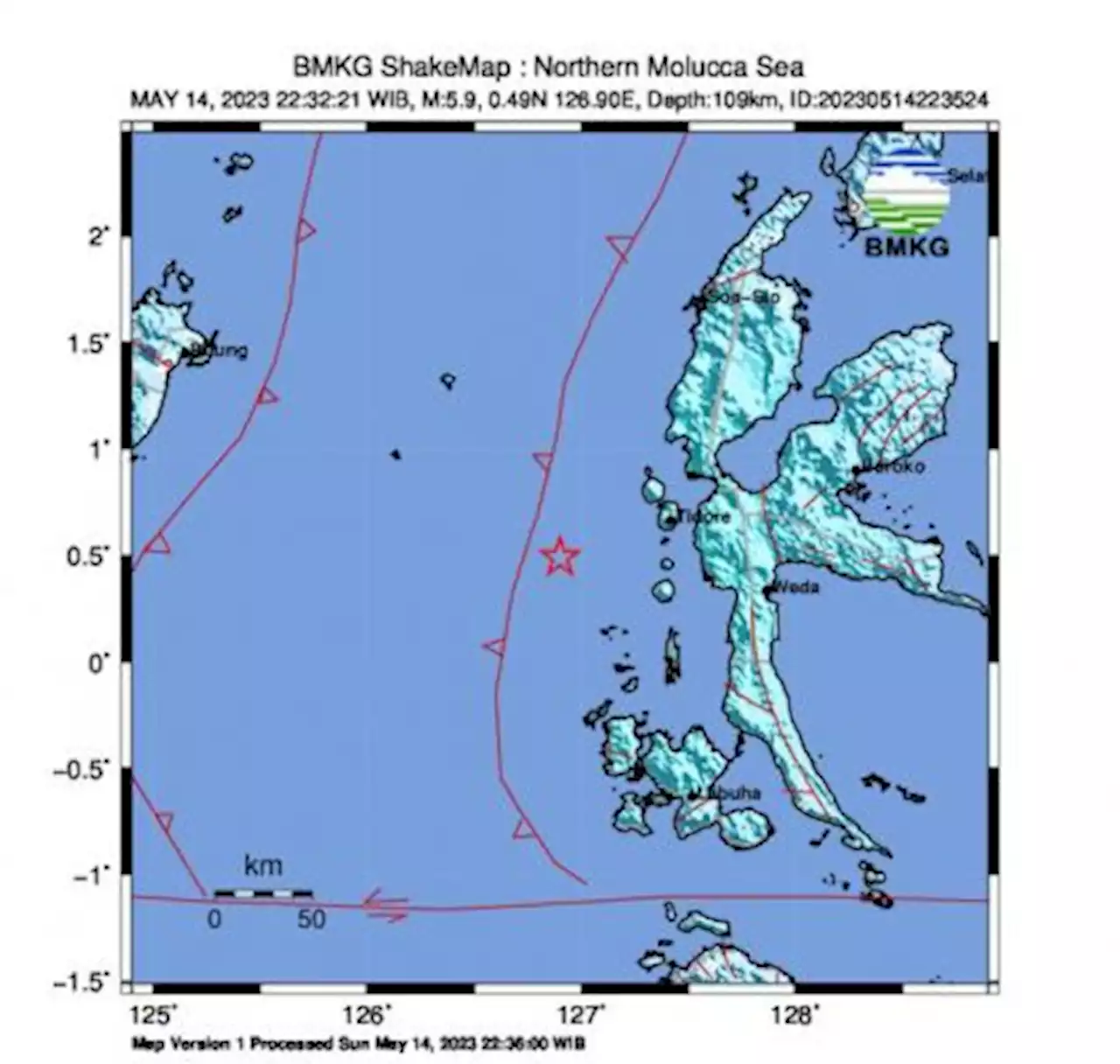 Maluku Utara Diguncang Gempa Magnitudo 5.9