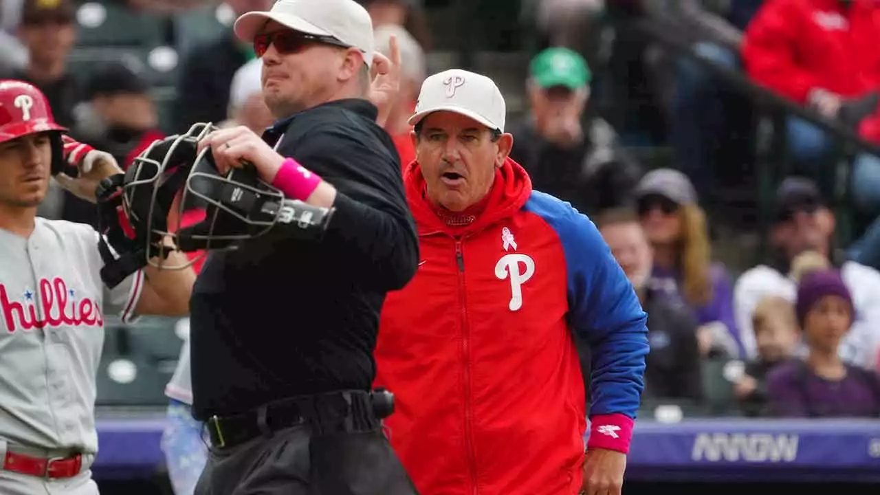 Bryce Harper, Rob Thomson Ejected in Phillies' Loss to Rockies