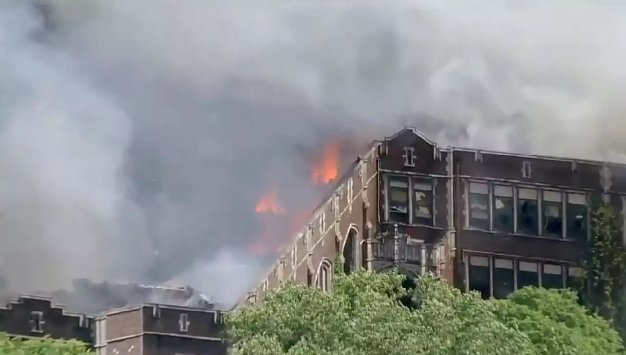 Massive 5 alarm fire erupts inside vacant N.J. school