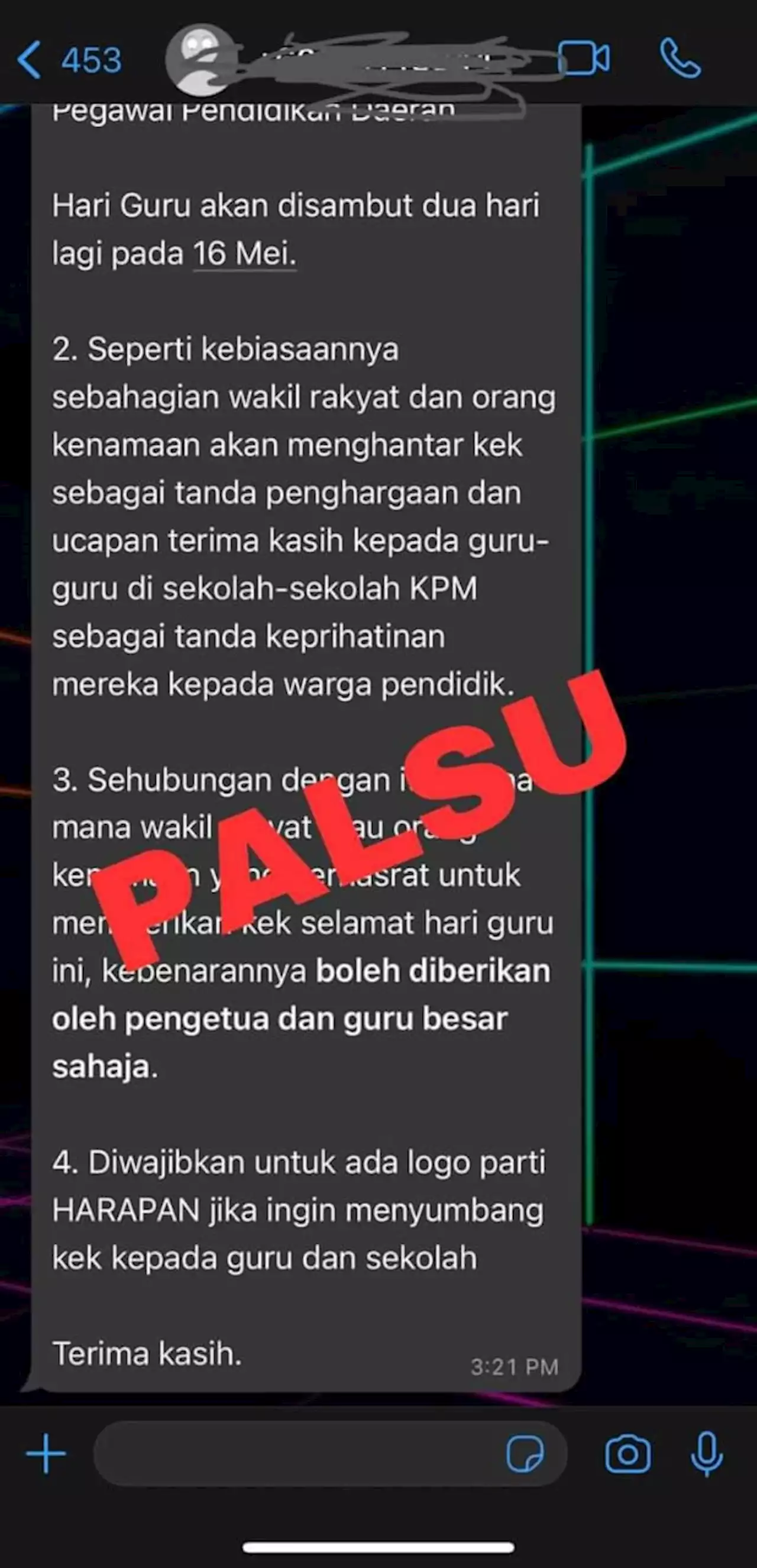 Arahan kek Hari Guru wajib ada logo parti adalah palsu - Fadhlina