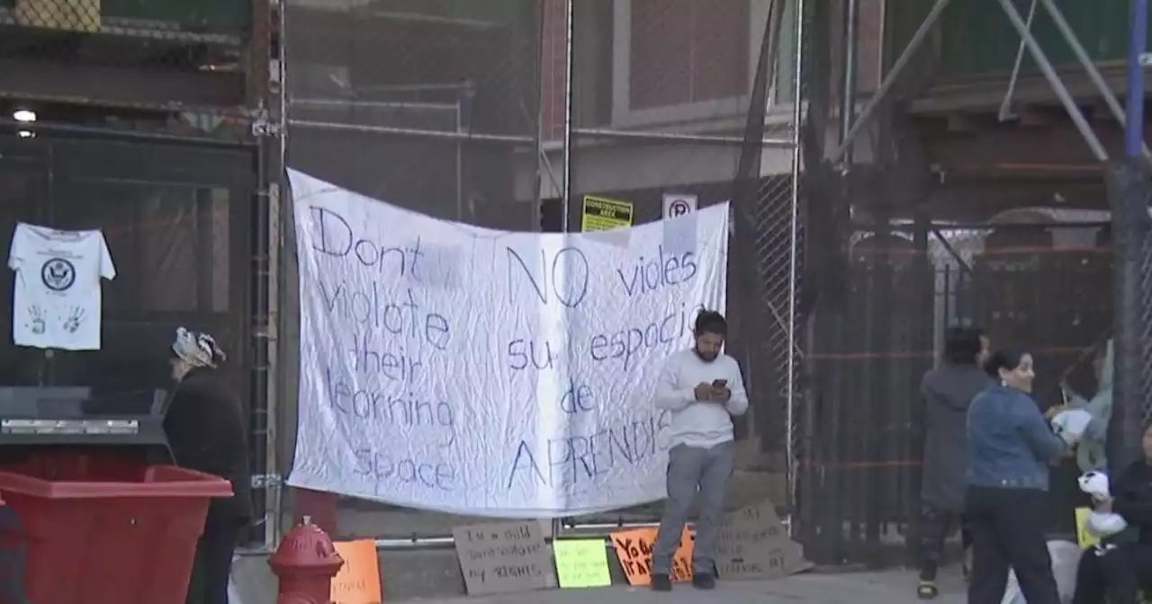 Parents camp outside P.S. 172 to protest city's plan to temporarily turn gym into shelter for asylum seekers