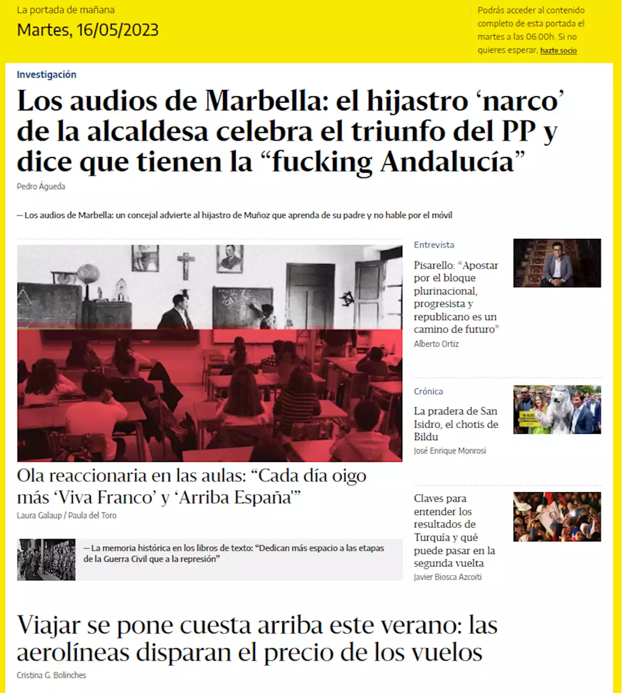 La portada del 16 de mayo de 2023 - elDiario.es