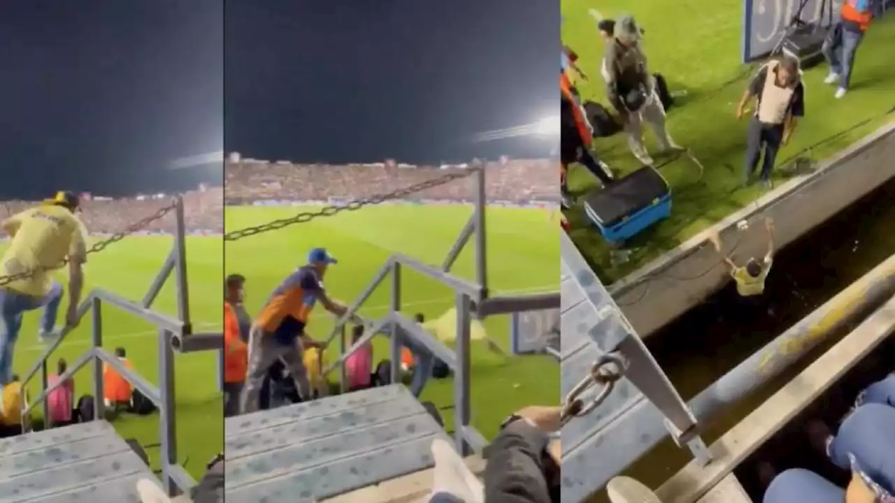 VIDEO: Fan del América intenta invadir la cancha y termina en el peor lugar posible; se hace viral por el tremendo golpe