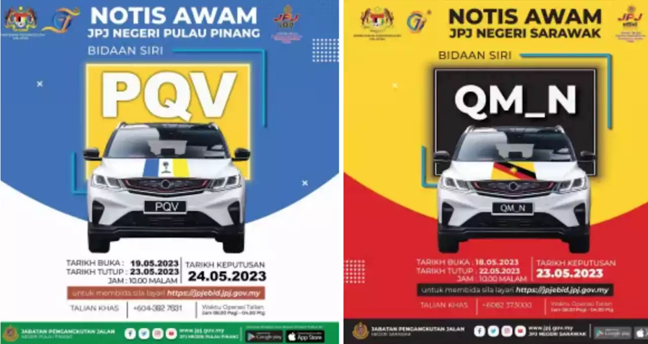 JPJ eBid: PQV and QM-N number plates up for bidding - paultan.org