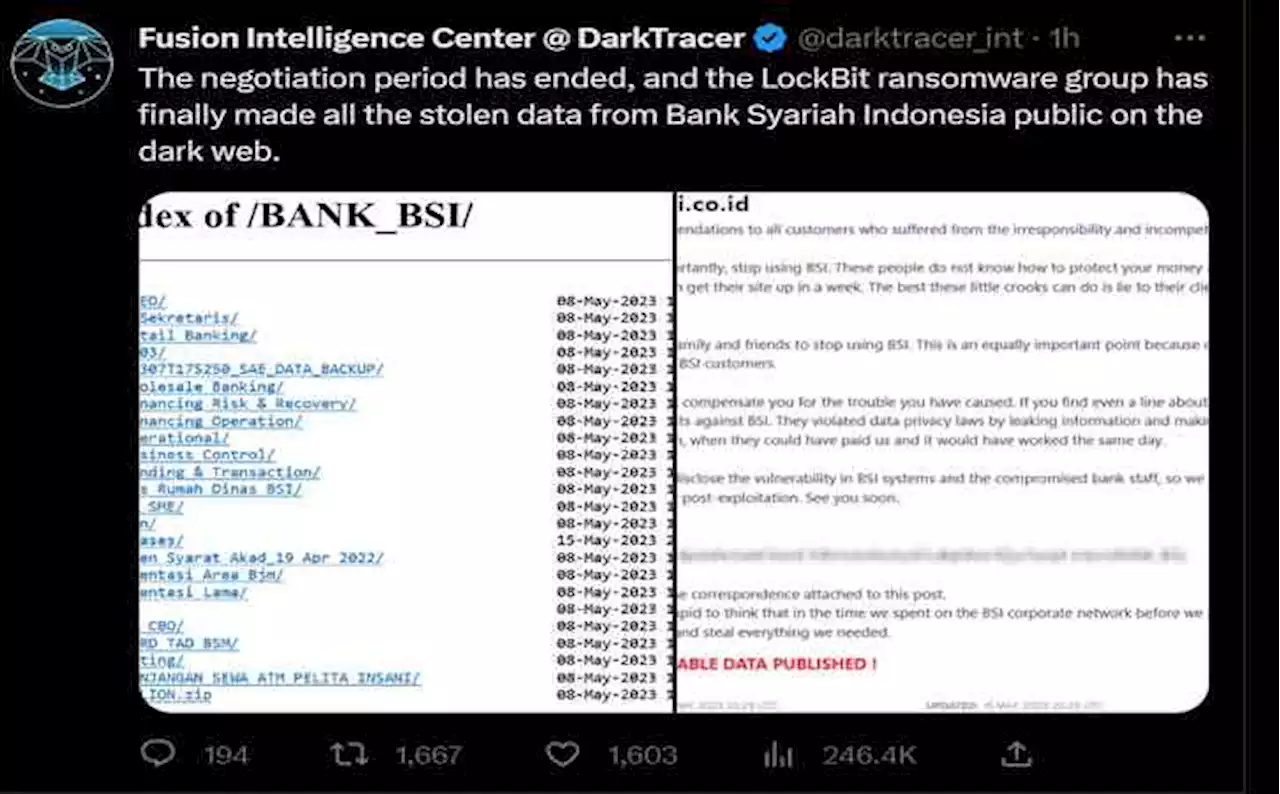 Waktu Negosiasi Ransomware Berakhir, LockBit Klaim Mulai Bocorkan Data BSI