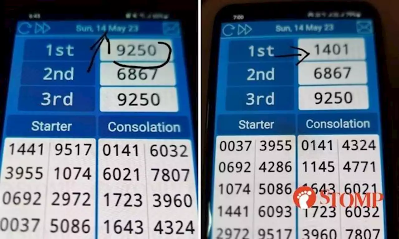 Man throws away betting slip after seeing 4D results, then 1st-prize number changes 15 minutes later