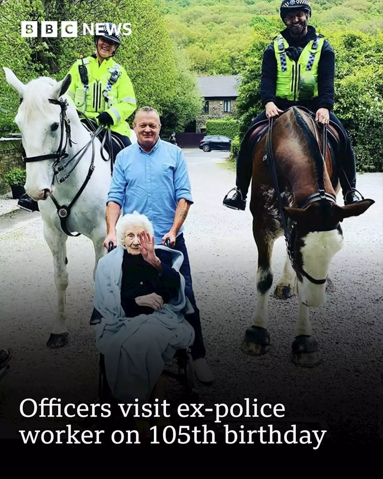 Sheffield mounted officers visit ex-police worker on 105th birthday