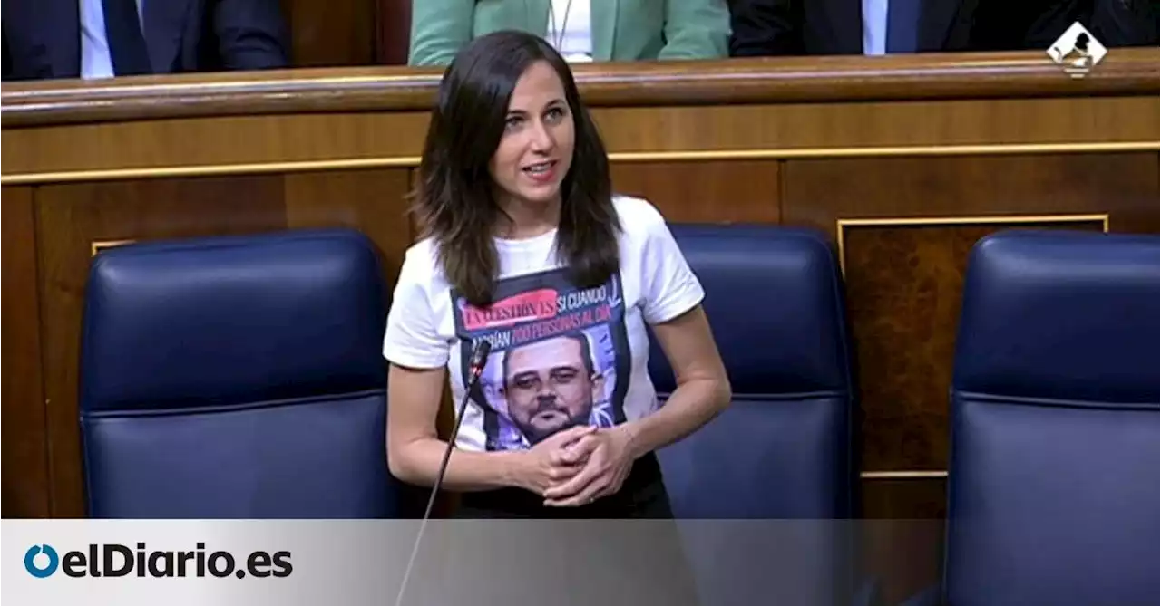 Belarra acude al Congreso con una camiseta con la cara del hermano de Ayuso