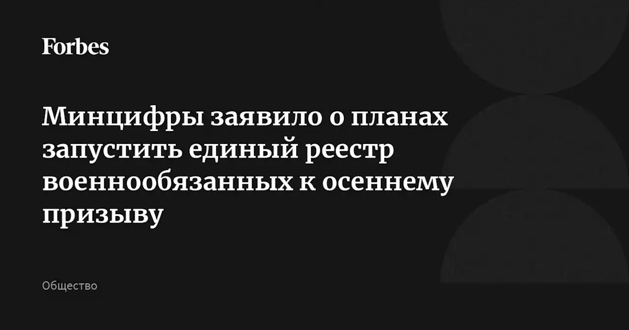 Минцифры заявило о планах запустить единый реестр военнообязанных к осеннему призыву