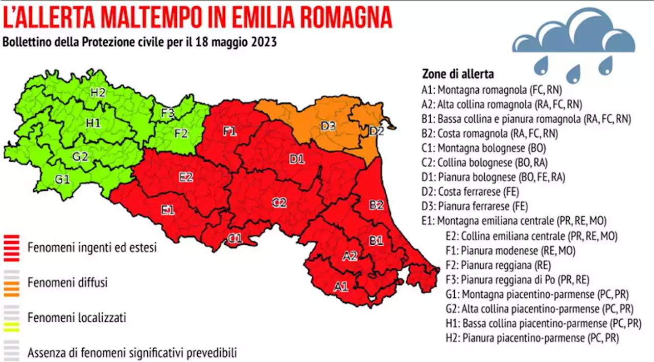 Maltempo in Emilia-Romagna, allerta per giovedì 18