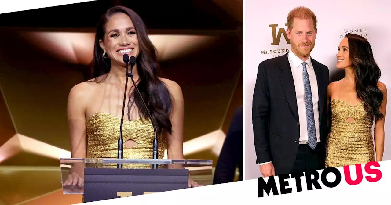 Meghan Markle joined by Prince Harry while she accepts feminist award