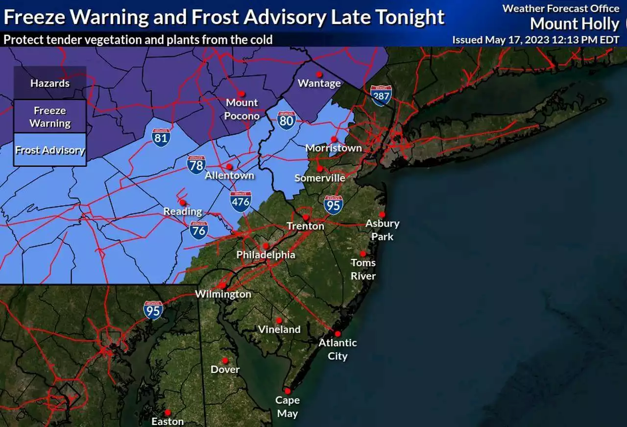 Freeze warning, frost alerts issued in middle of May with crashing temps in parts of N.J.