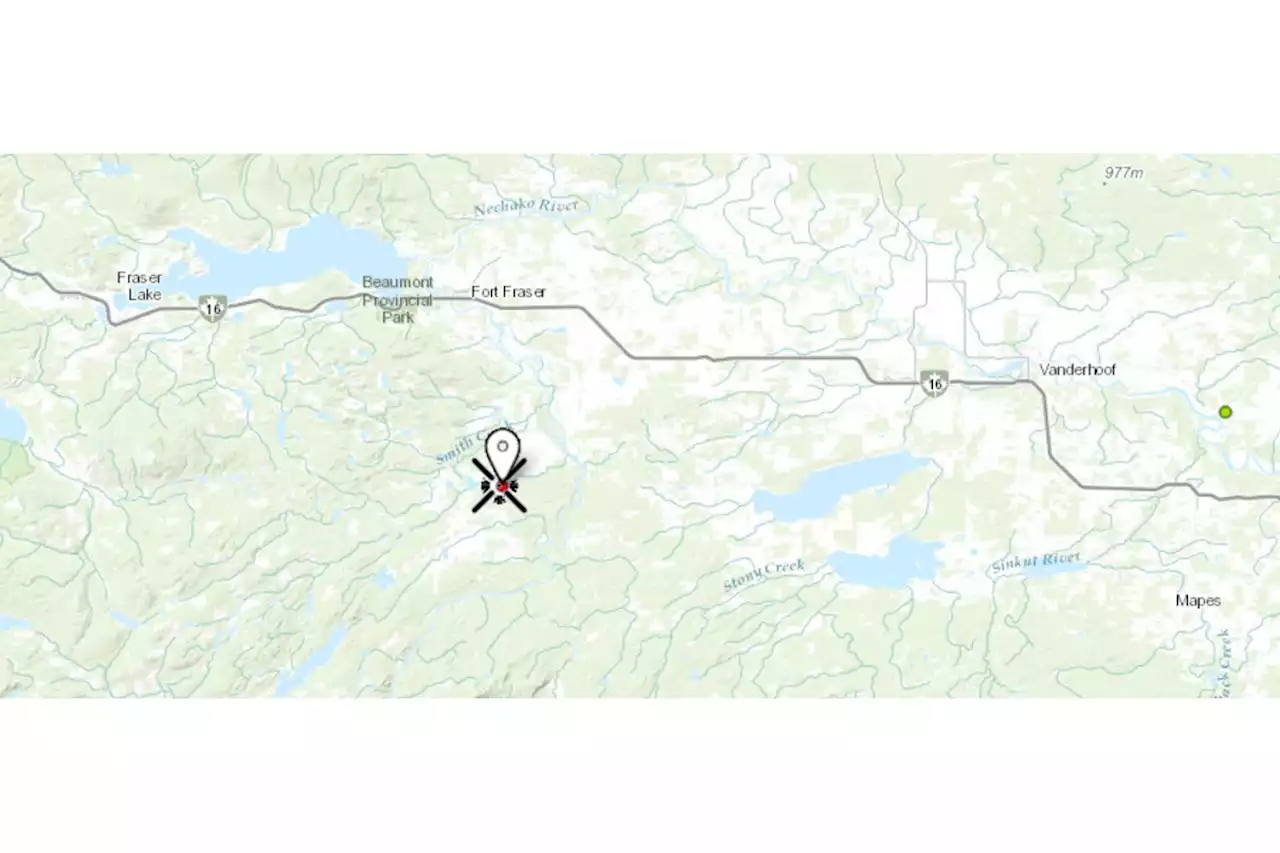 Out-of-control wildfire reported west of Vanderhoof