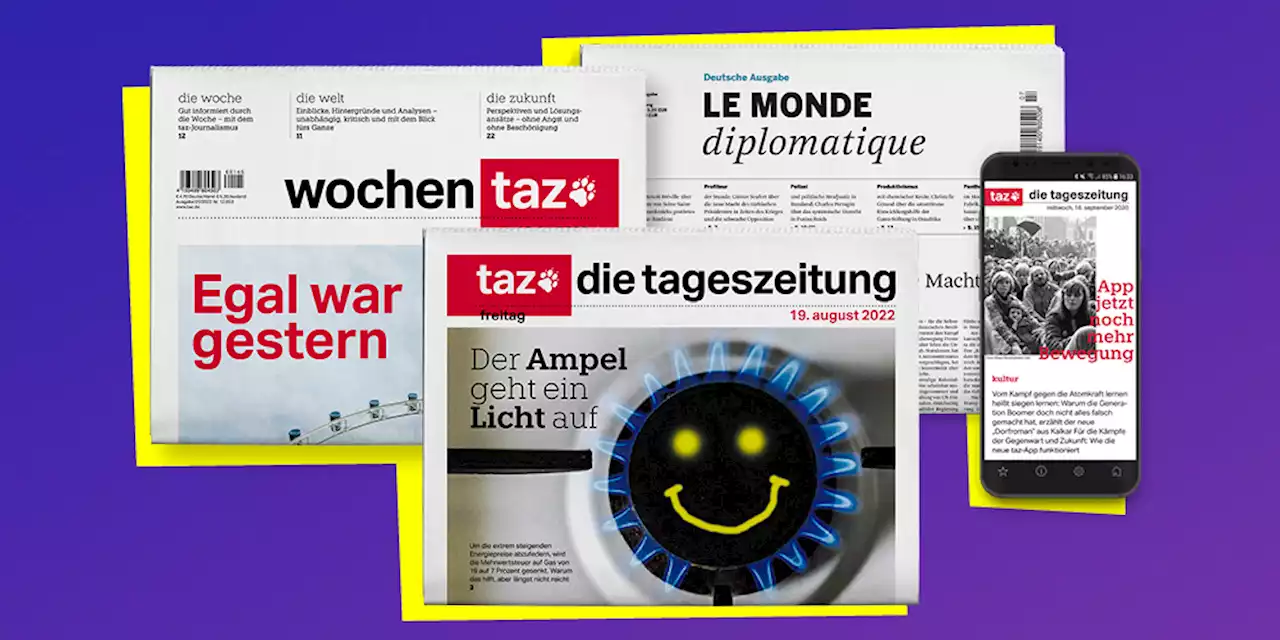 Testen Sie die linke Tageszeitung: 5 Wochen taz für nur 20 Euro