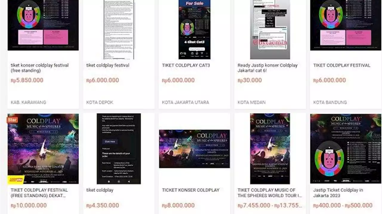 Mulai Bermunculan Tiket Konser Coldplay di Marketplace, Harganya Naik Berkali-kali Lipat - Tribunnews.com