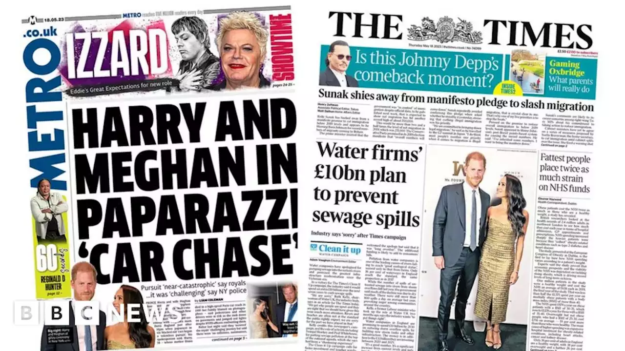 Newspaper headlines: 'Paparazzi car crash' and '£10bn for sewage spills'