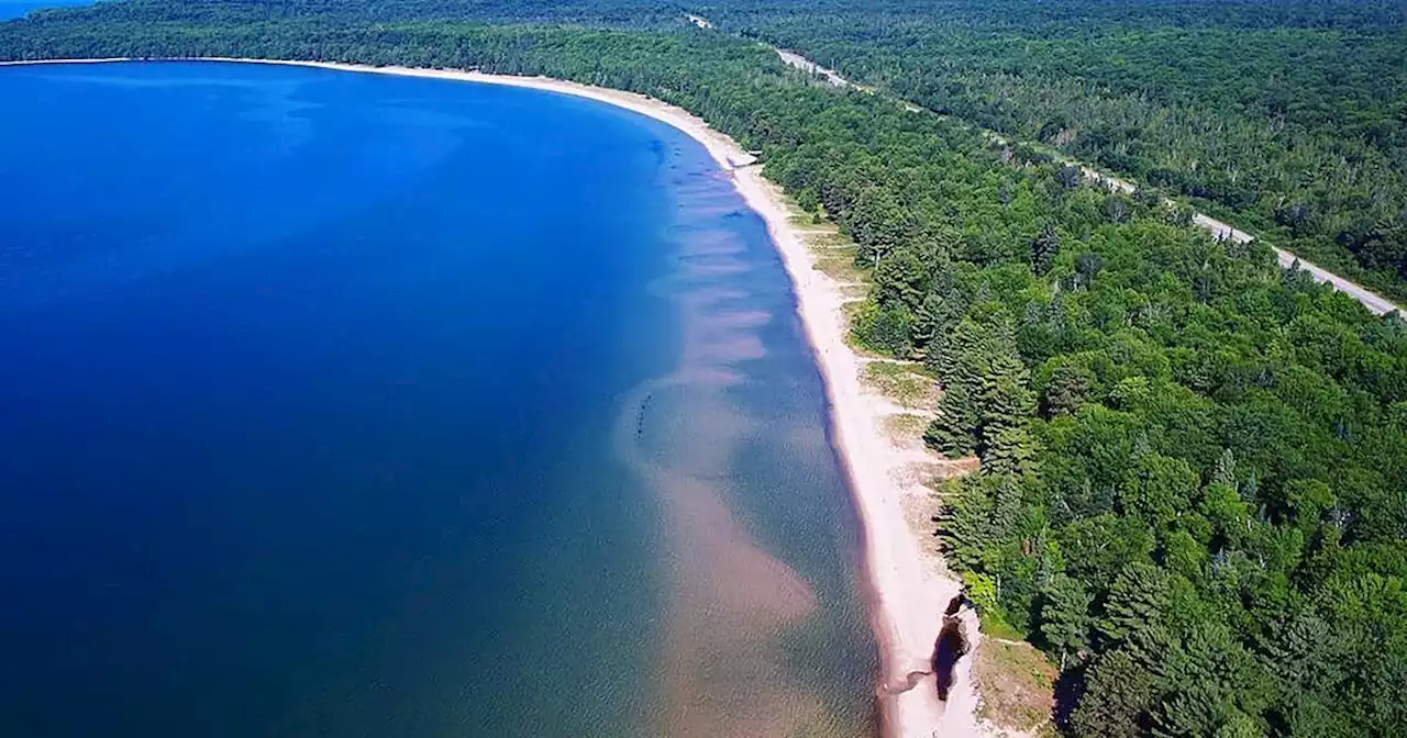 This provincial park in Ontario has a beautiful sandy beach and turquoise waters