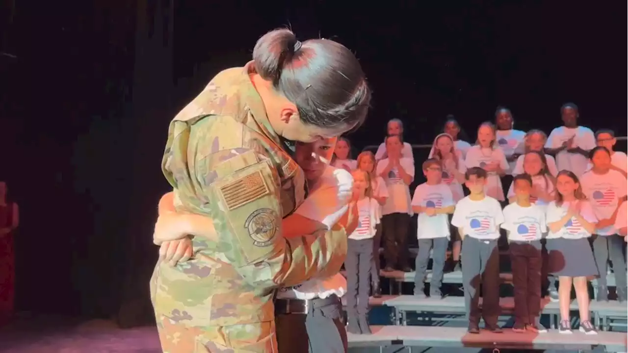 Heartwarming Homecoming: Military mom surprises son at school during spring concert