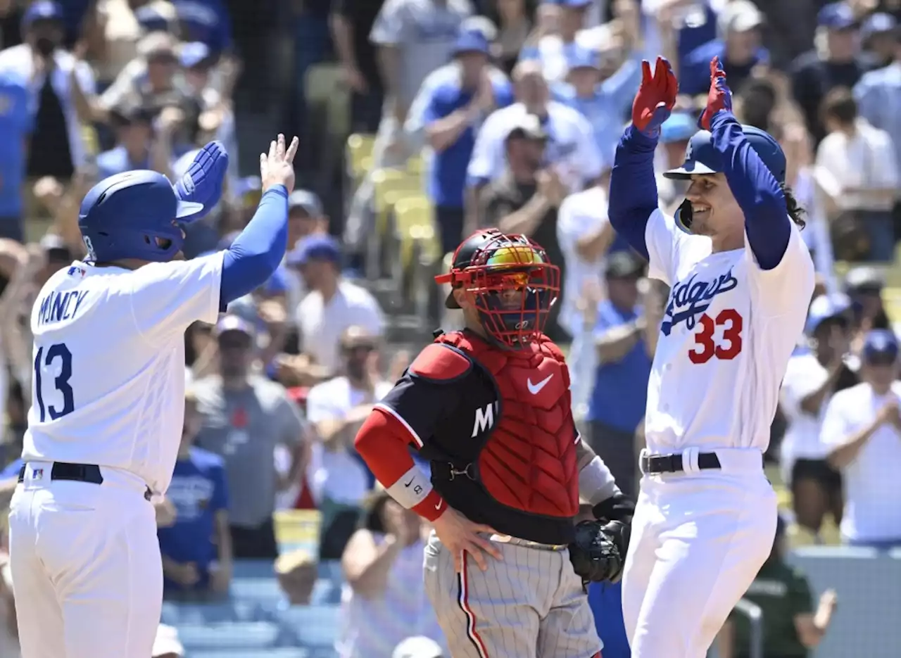 James Outman’s grand slam propels Dodgers past Twins, but Dustin May leaves with ‘elbow pain’