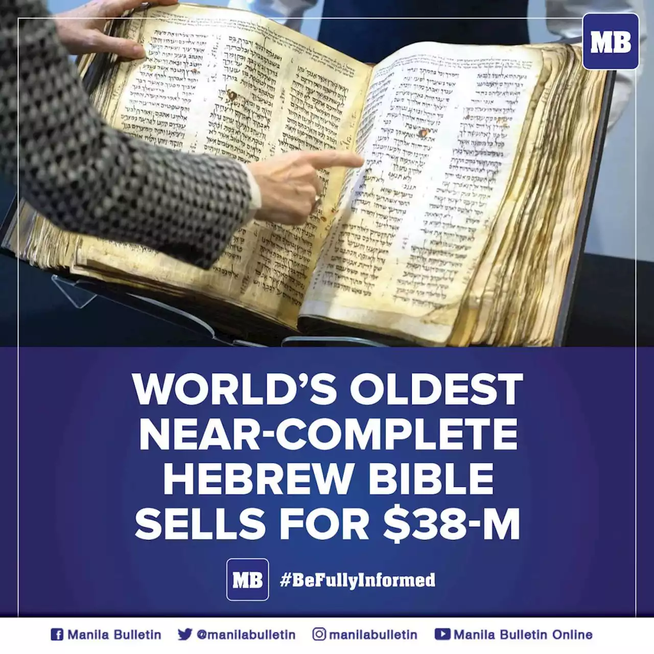 World's oldest near-complete Hebrew Bible sells for $38 mn ​