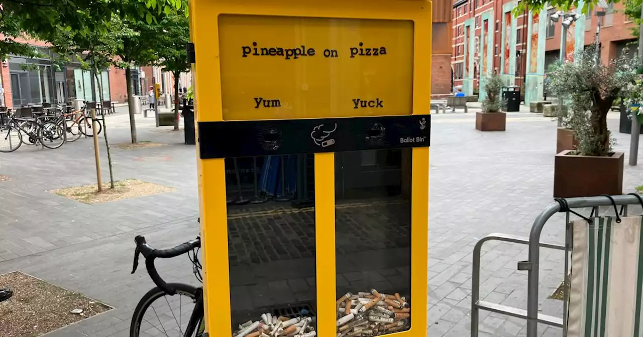 Cigarette bins that allow smokers to vote with their butts get readers' approval