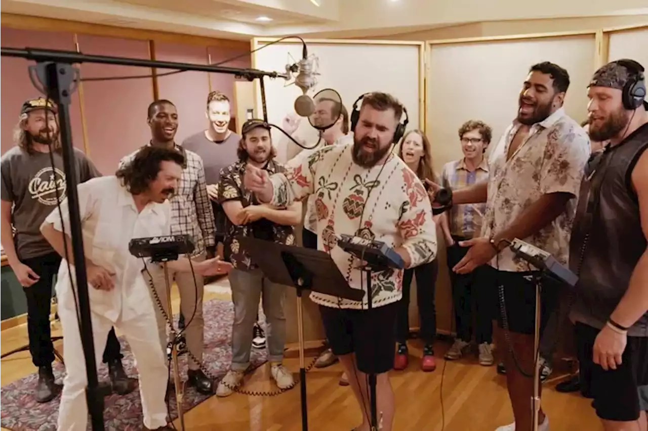 Jason Kelce, Jordan Mailata, and Lane Johnson are back in the recording studio. Is another Eagles Christmas album in the works?