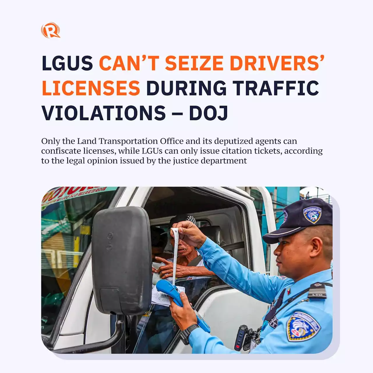 LGUs can’t seize drivers’ licenses during traffic violations – DOJ