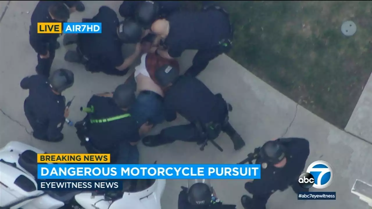 Chase through the San Fernando Valley ends with arrest of motorcyclist