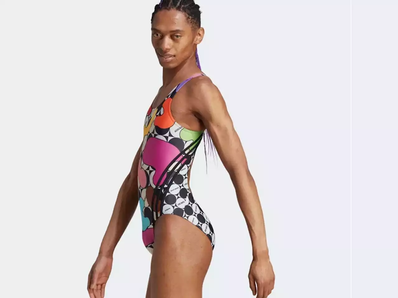 Adidas's women's 'Pride 2023' swimsuit appears to be modeled by man