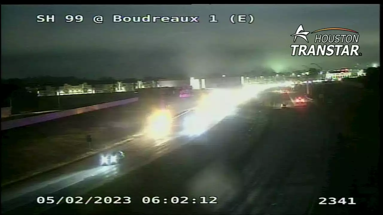 Driver freed from overturned concrete pump truck after crash on SH-99 Grand Parkway at Boudreaux