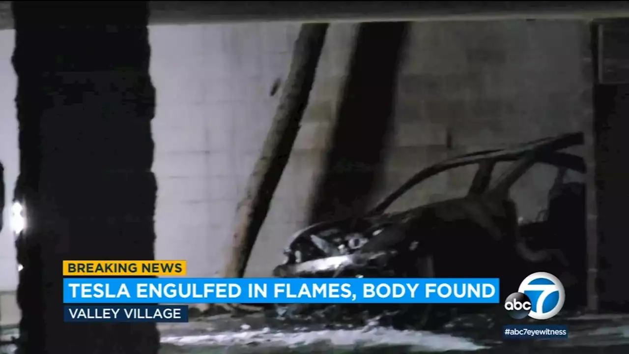 Man's burned body found after firefighters extinguish Tesla fire in Valley Village