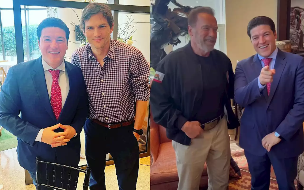 Samuel García presume encuentro con Arnold Schwarzenegger y Ashton Kutcher