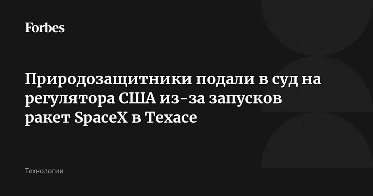 Природозащитники подали в суд на регулятора США из-за запусков ракет SpaceX в Техасе