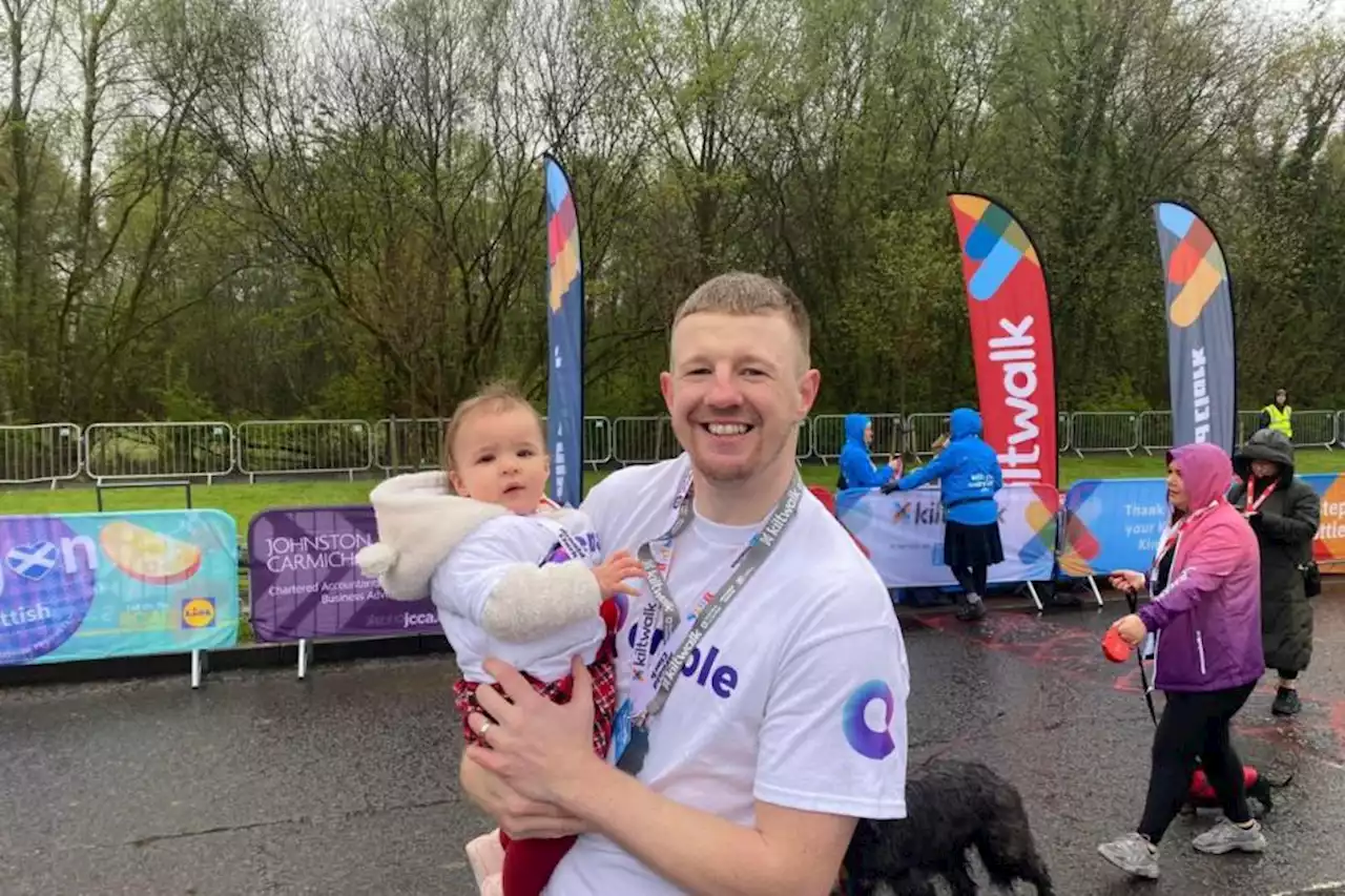 Tot who underwent heart surgery crosses Kiltwalk finish line with proud dad