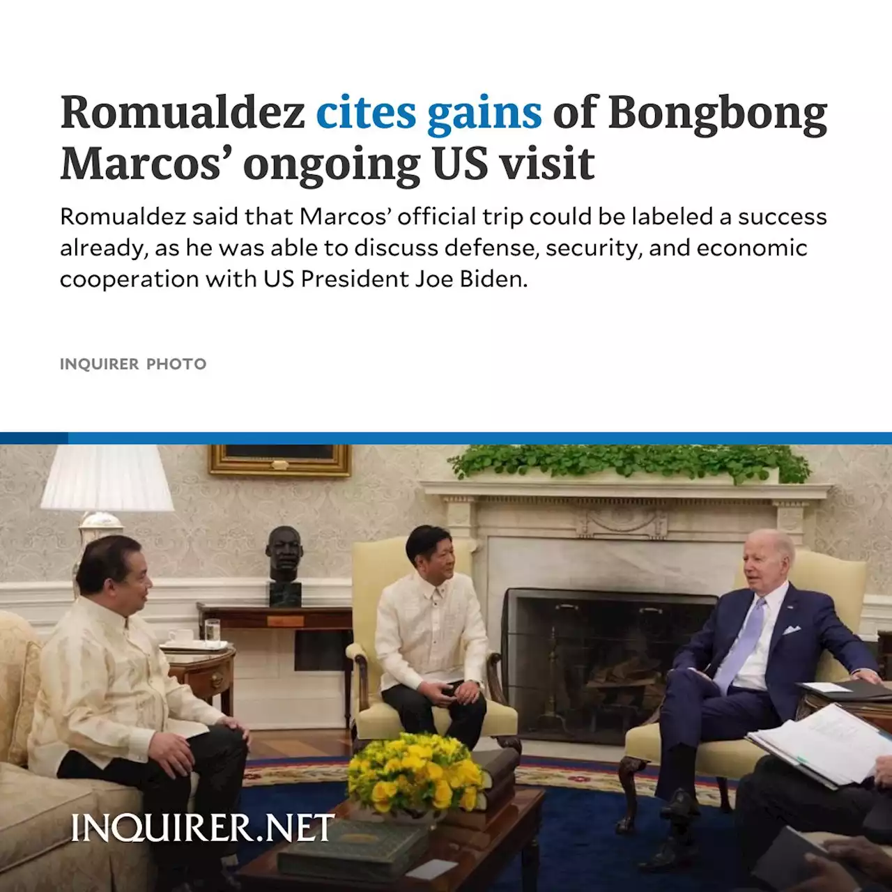 Romualdez cites gains of Bongbong Marcos’ ongoing US visit