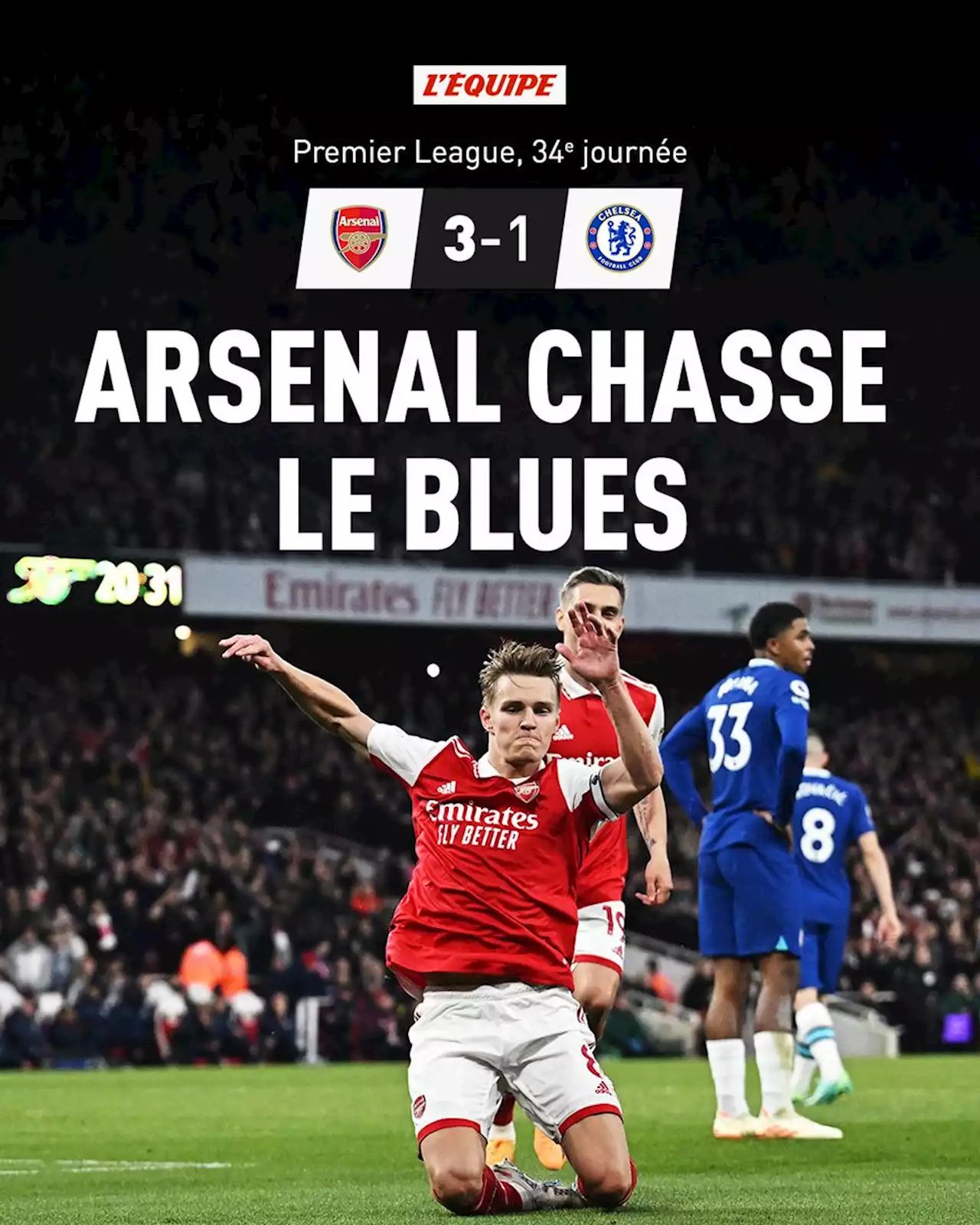 Arsenal 3-1 Chelsea, Premier League : Arsenal s'accroche à son rêve de titre