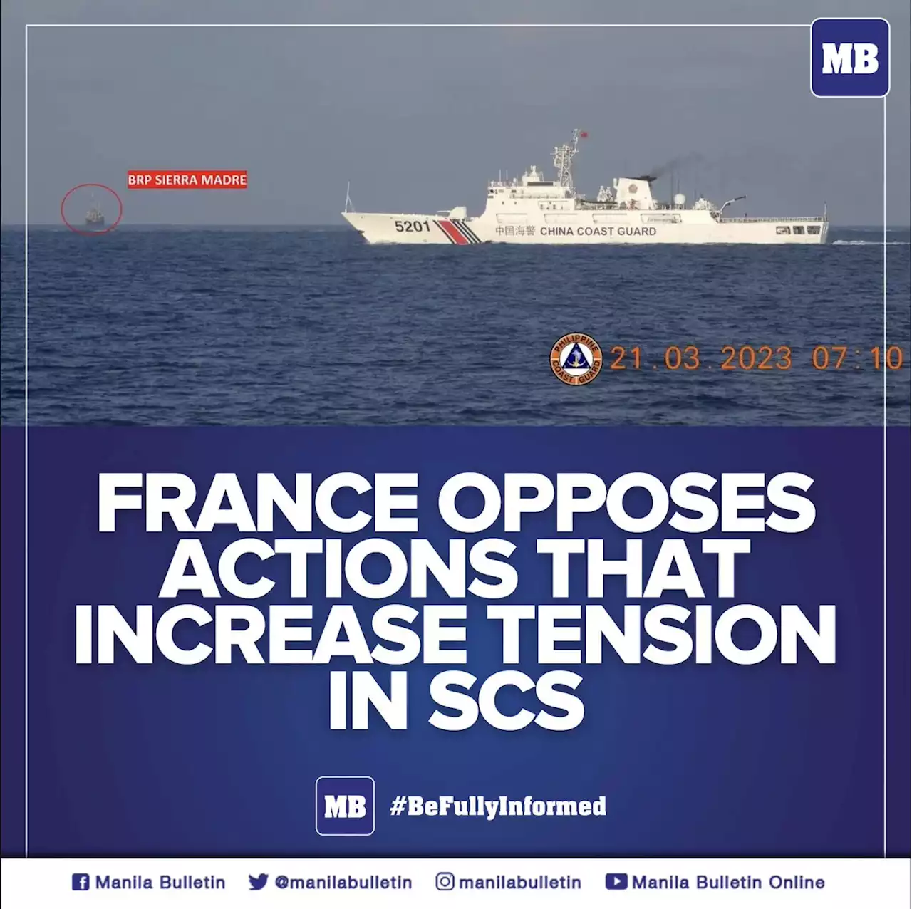 France opposes actions that increase tension in SCS