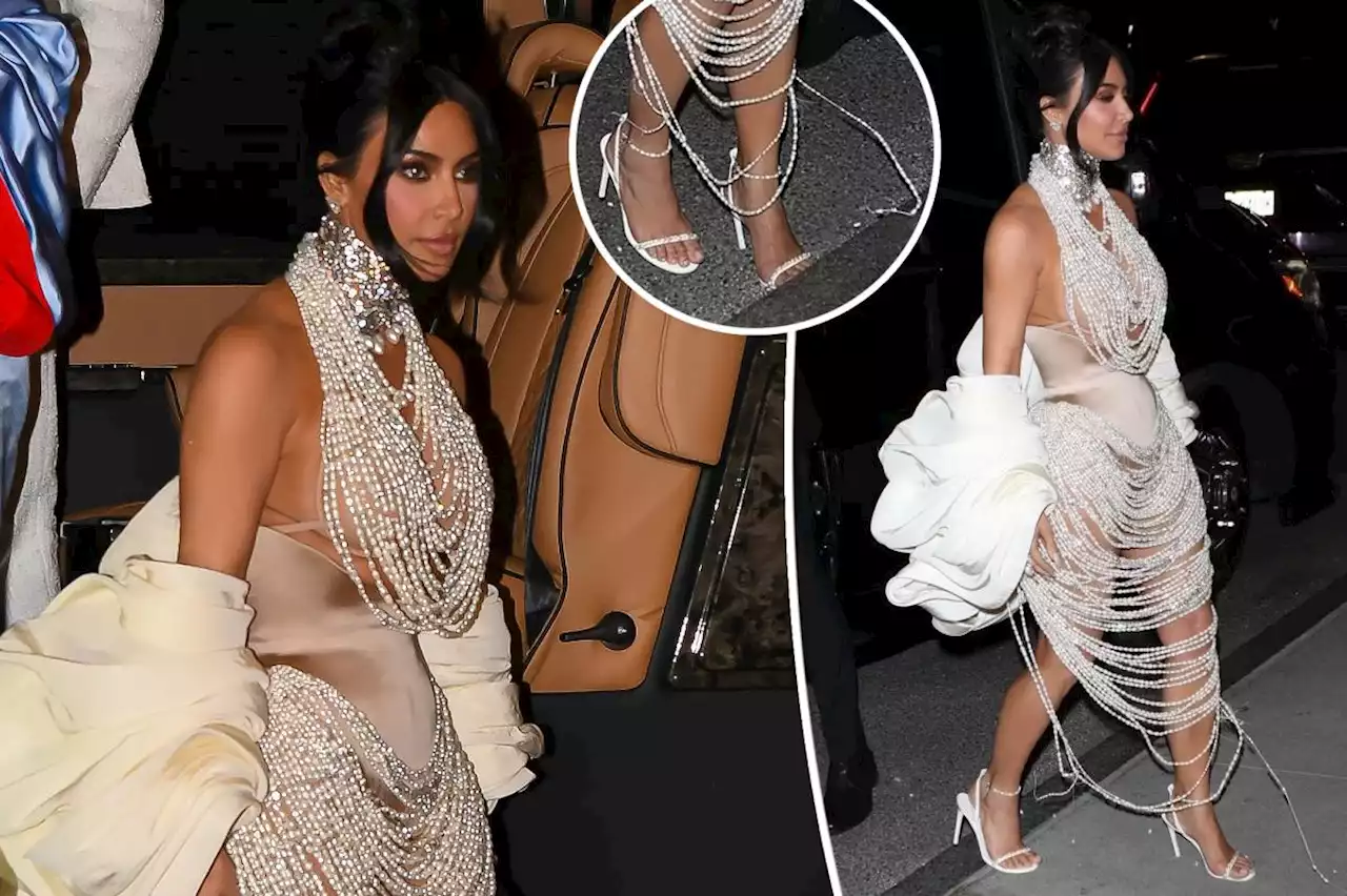 Kim Kardashian has post-Met Gala 2023 wardrobe malfunction after pearl dress breaks