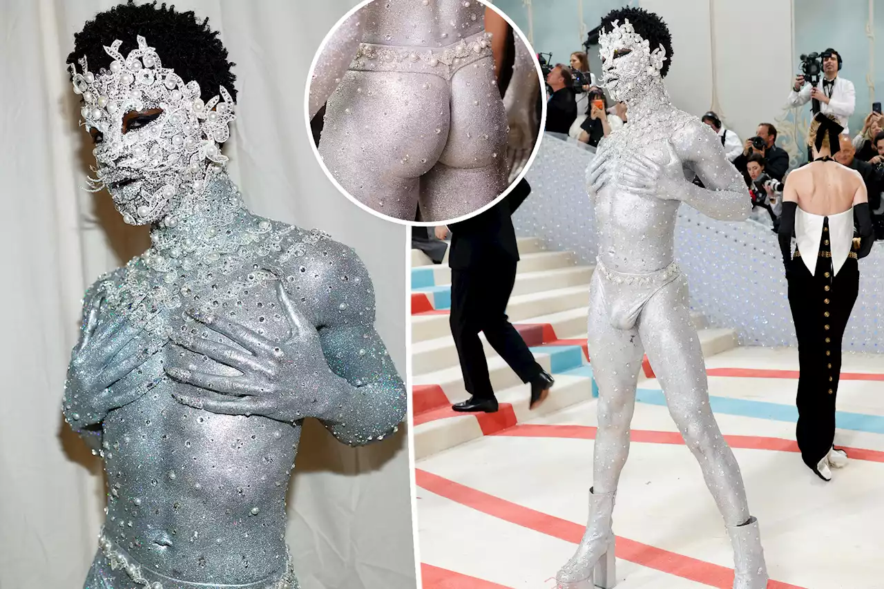 Lil Nas X is nearly naked and covered in crystals on Met Gala 2023 red carpet