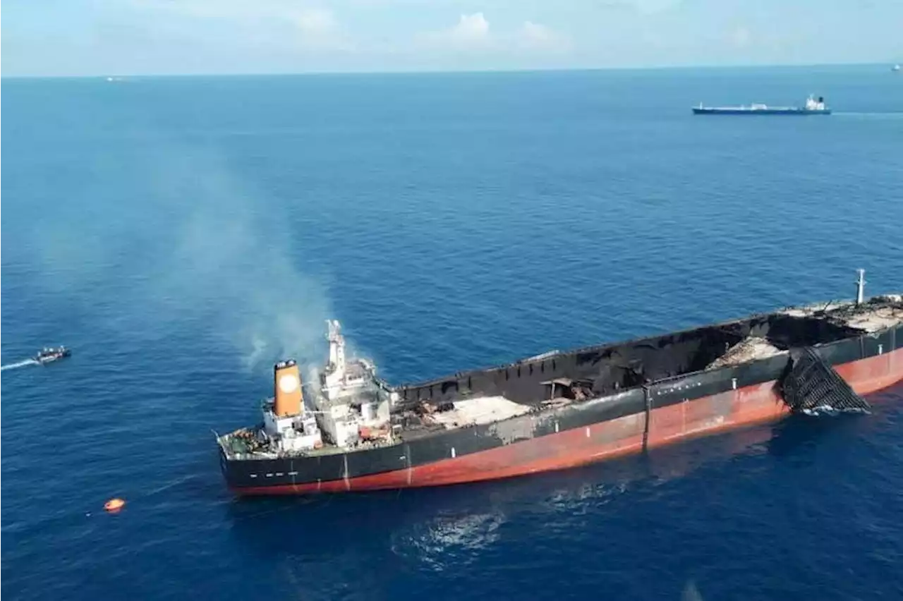 Malaysian agencies search for 3 missing men from Singapore-bound tanker that caught fire