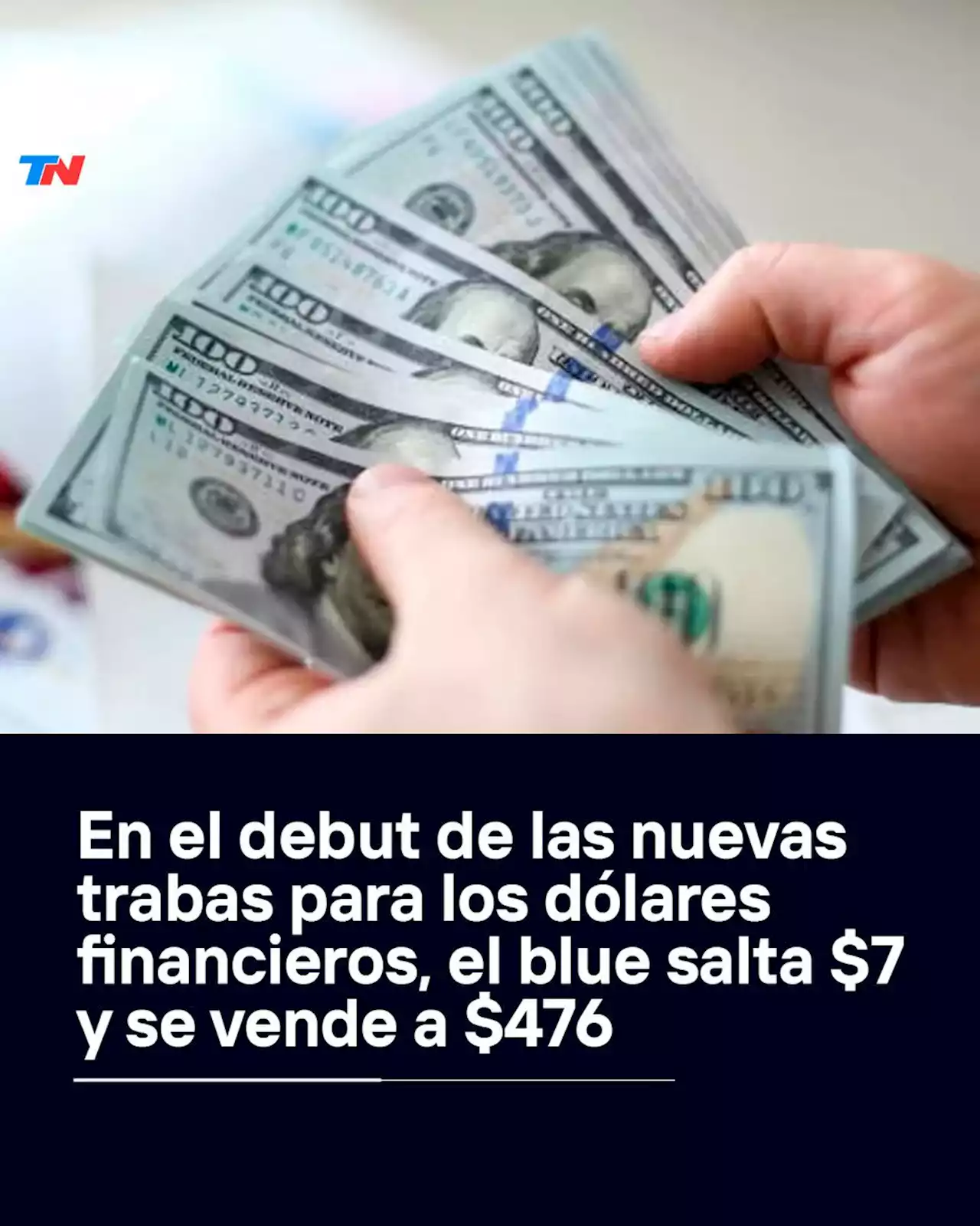 En el debut de las nuevas trabas para los dólares financieros, el blue salta $6 y se vende a $475