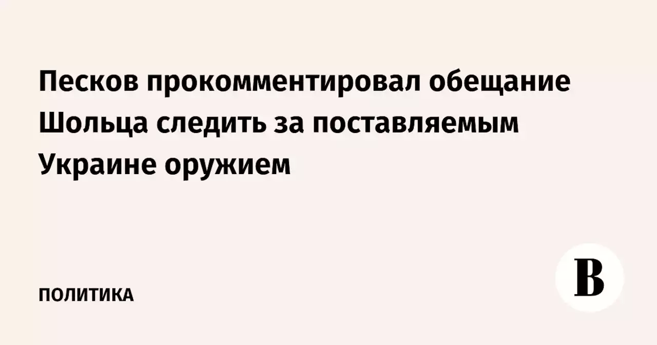 Песков прокомментировал обещание Шольца следить за поставляемым Украине оружием